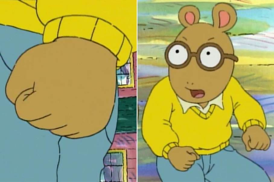 The comic figure Arthur clenches his fist, just like Emmanuel