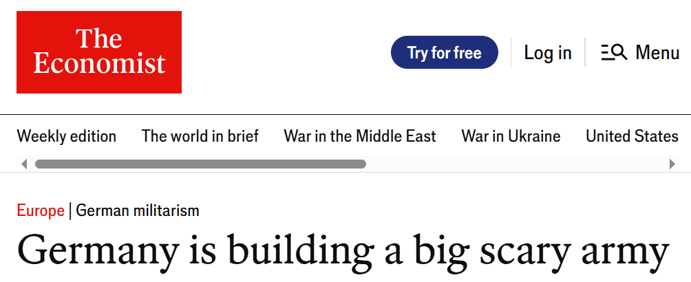 The Economist headline