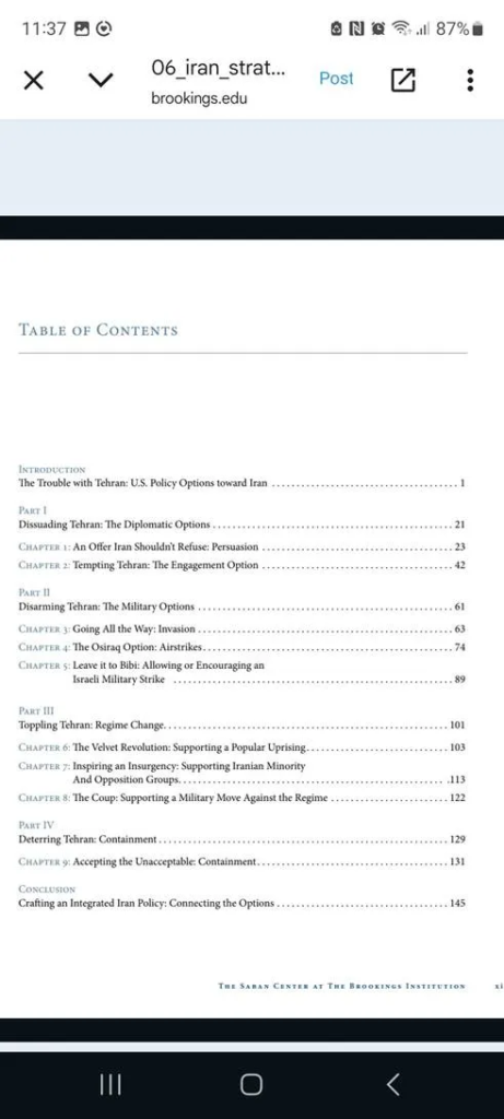 The Brookings Institution’s Handbook on Regime Change in Iran