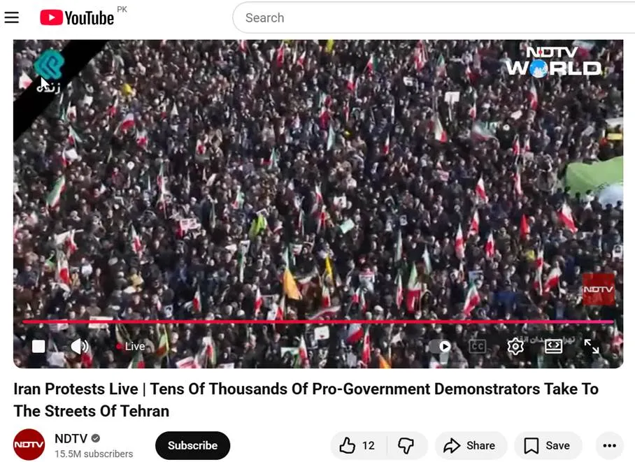 Live broadcasts of millions of Iranians taking to the streets to show their support for the government under attack by hostile powers – but not on CNN, BBC or German television channels.
